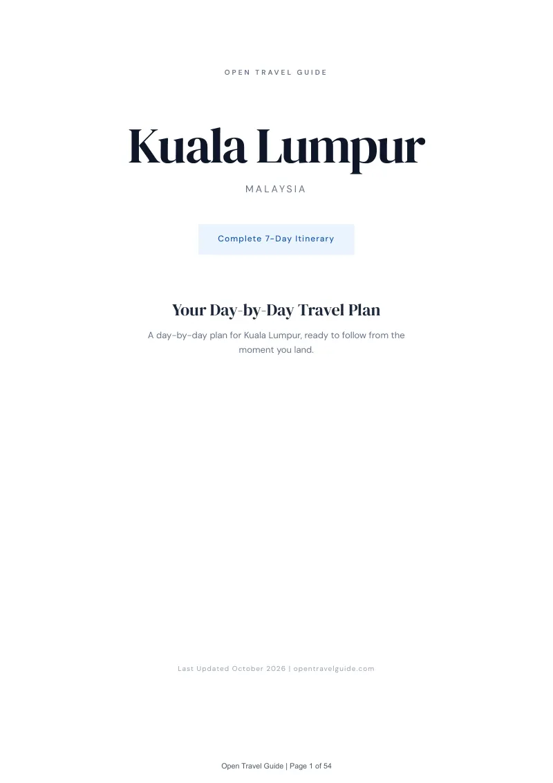 Kuala Lumpur 7-Day Itinerary: Cover