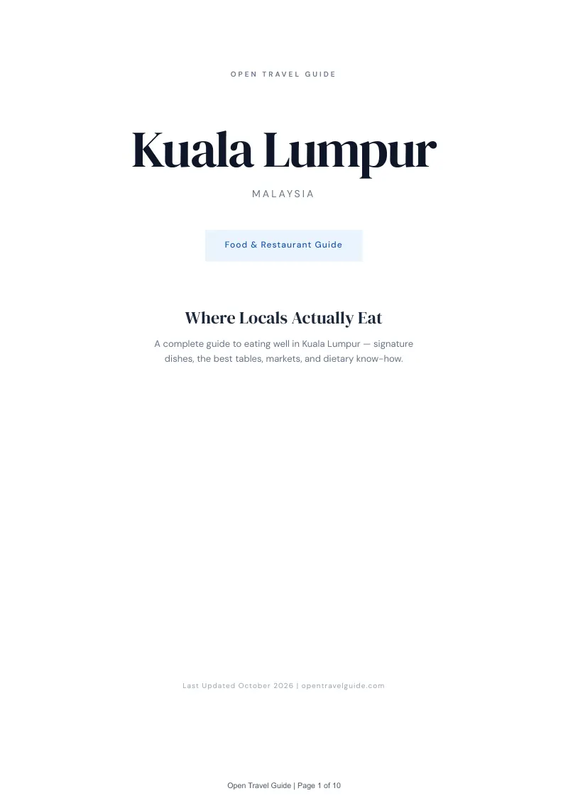 Kuala Lumpur Food & Restaurant Guide: Cover