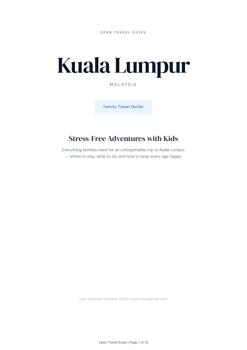 Kuala Lumpur Family Travel Guide: Cover