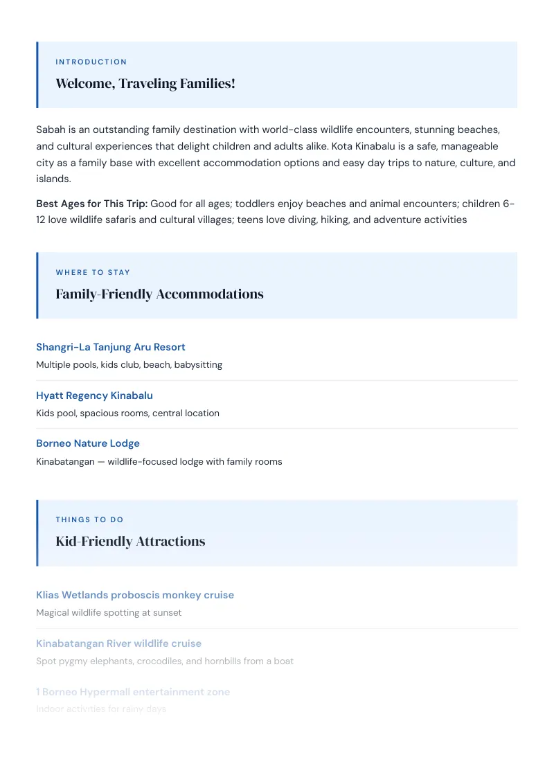 Sabah Complete Travel Bundle: Family guide · Kid-Friendly Attractions