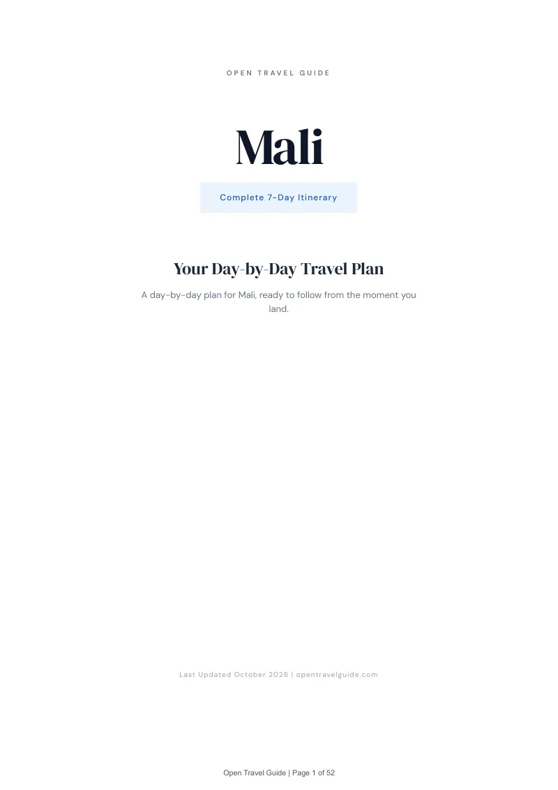 Mali 7-Day Itinerary: Cover