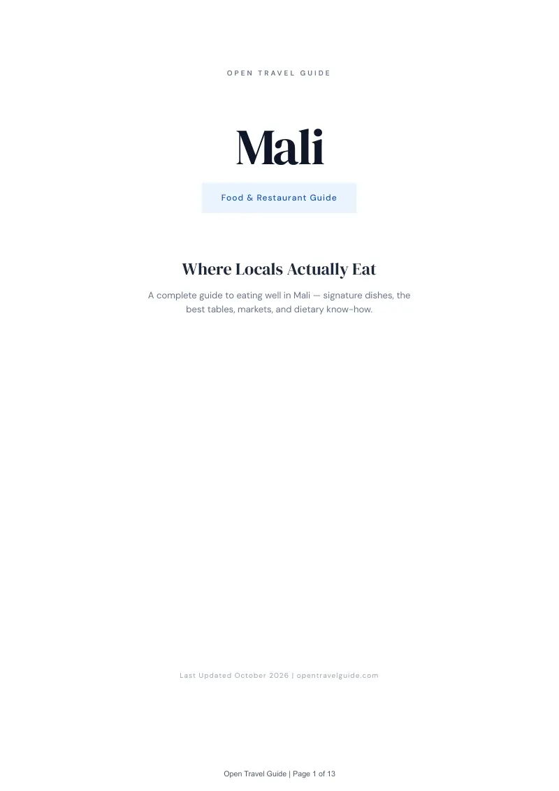 Mali Food & Restaurant Guide: Cover