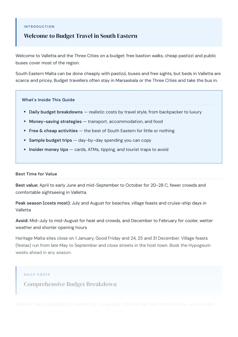 South Eastern Complete Travel Bundle: Budget guide · Comprehensive Budget Breakdown