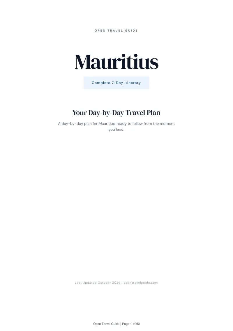 Mauritius 7-Day Itinerary: Cover