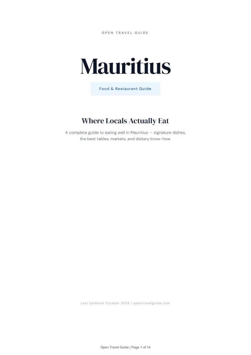 Mauritius Food & Restaurant Guide: Cover