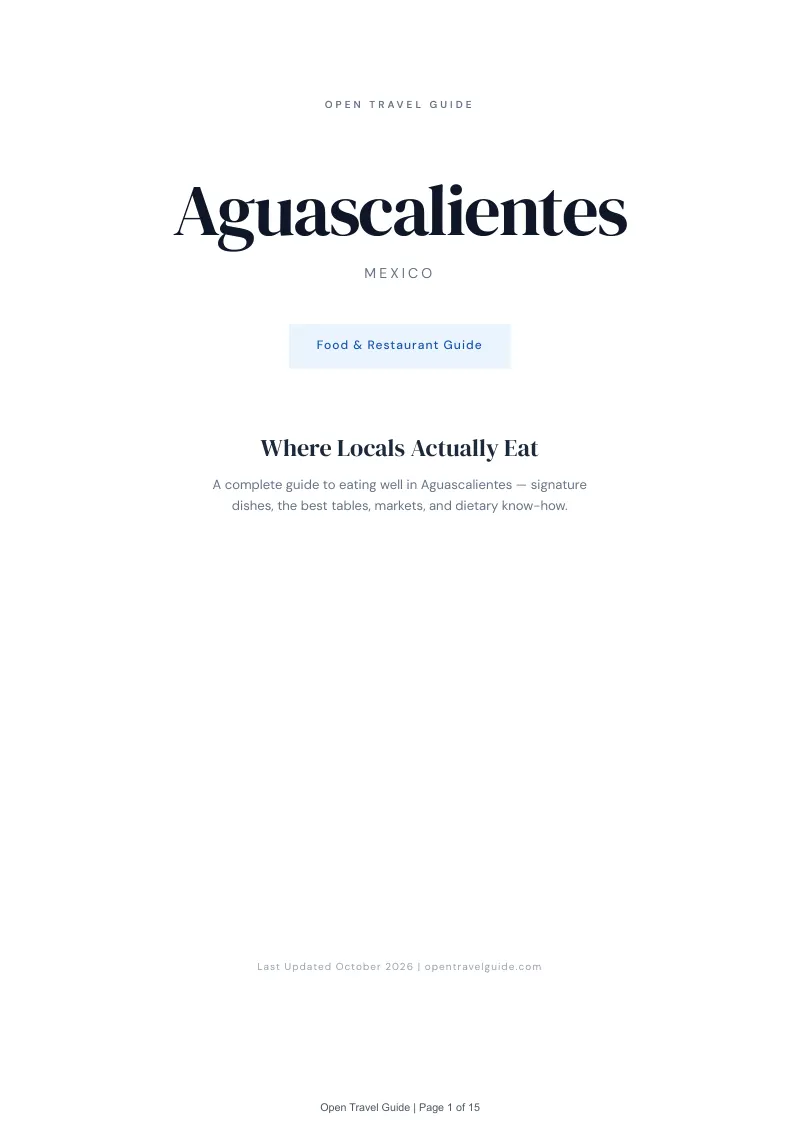 Aguascalientes Food & Restaurant Guide: Cover