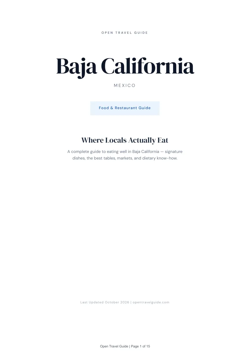 Baja California Food & Restaurant Guide: Cover