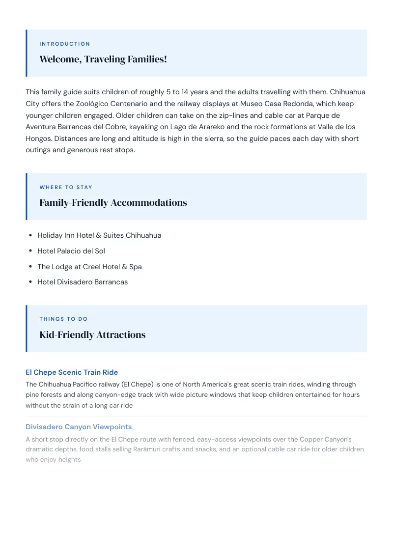 Chihuahua Complete Travel Bundle: Family guide · Kid-Friendly Attractions