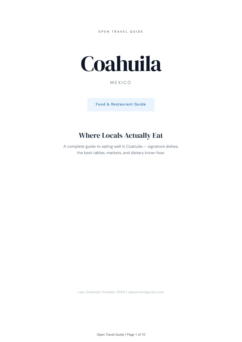 Coahuila Food & Restaurant Guide: Cover