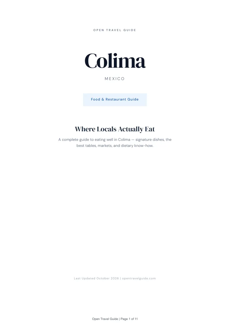 Colima Food & Restaurant Guide: Cover