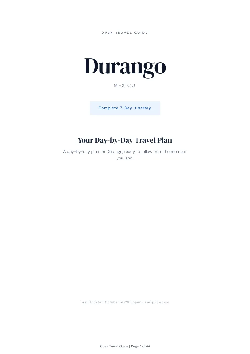 Durango 7-Day Itinerary: Cover