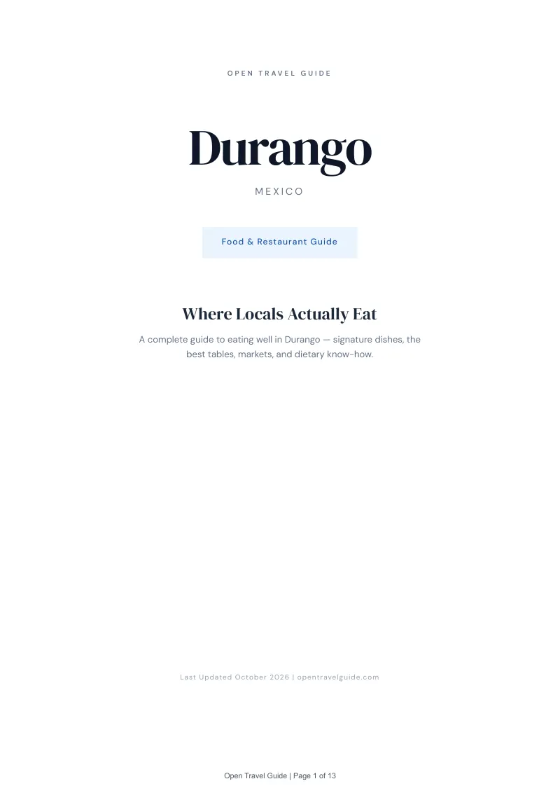Durango Food & Restaurant Guide: Cover