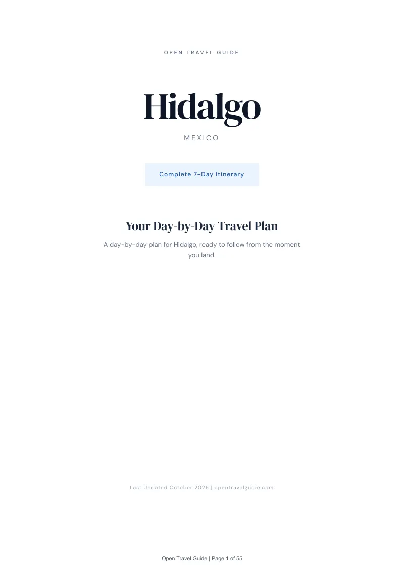 Hidalgo 7-Day Itinerary: Cover