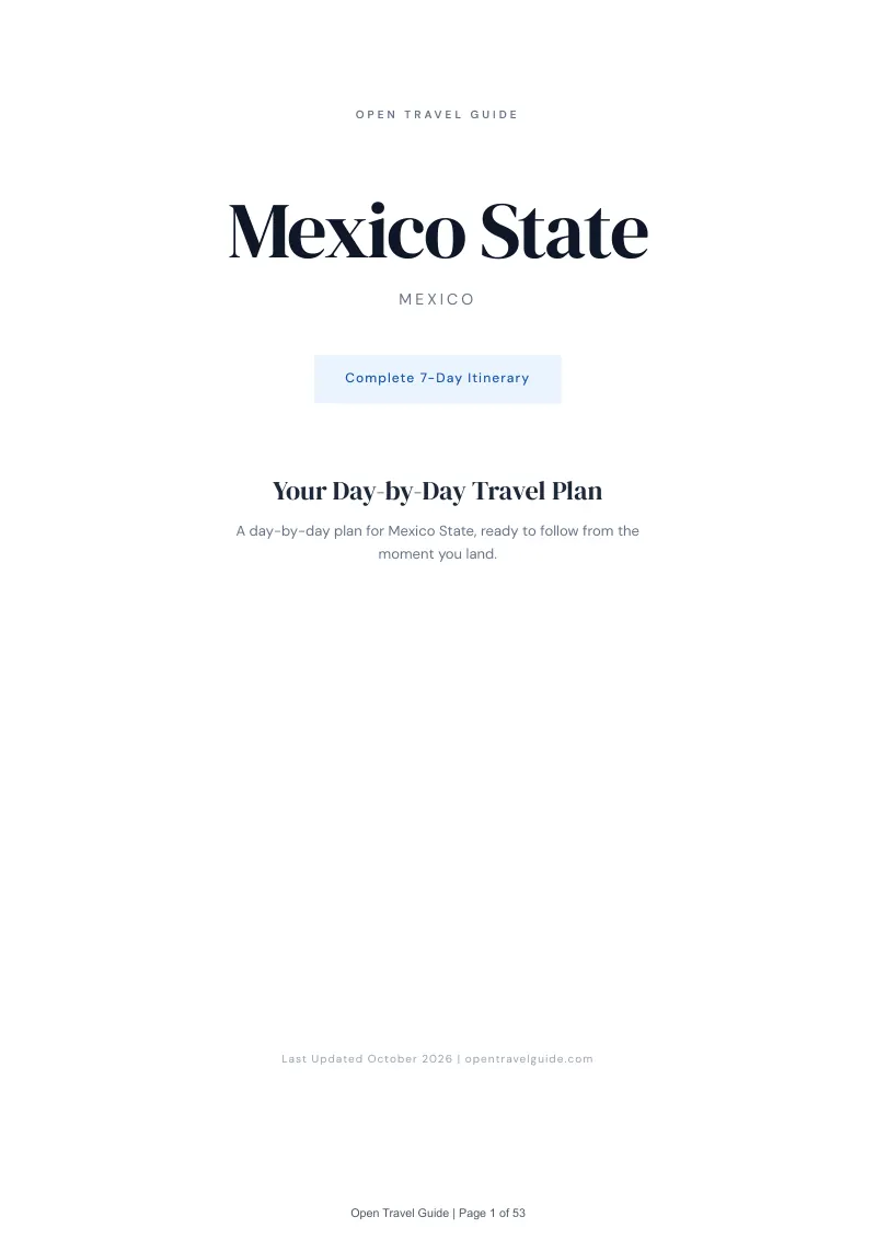 Mexico State 7-Day Itinerary: Cover