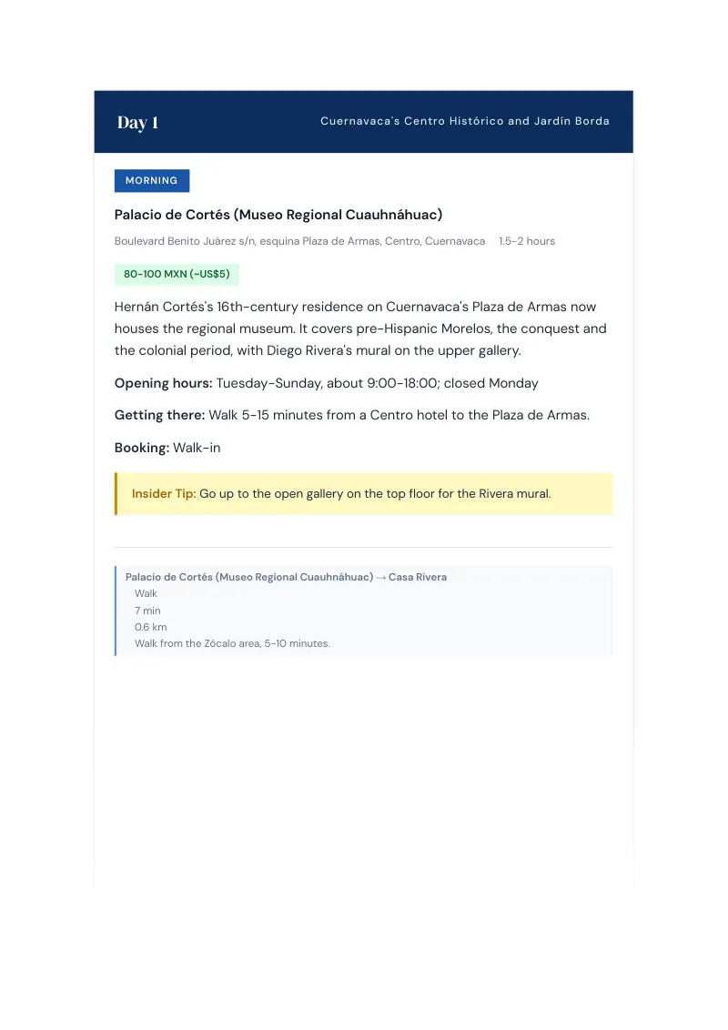 Morelos 3-Day Weekend Itinerary: Day 1