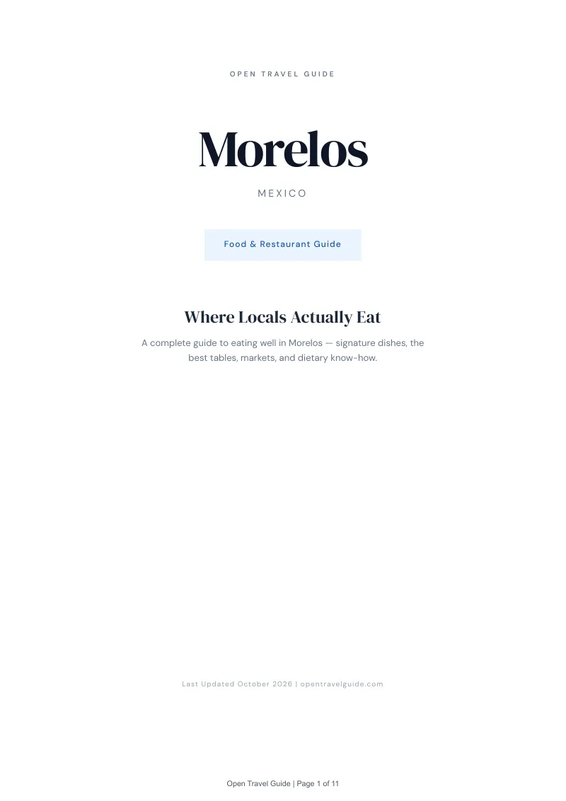 Morelos Food & Restaurant Guide: Cover