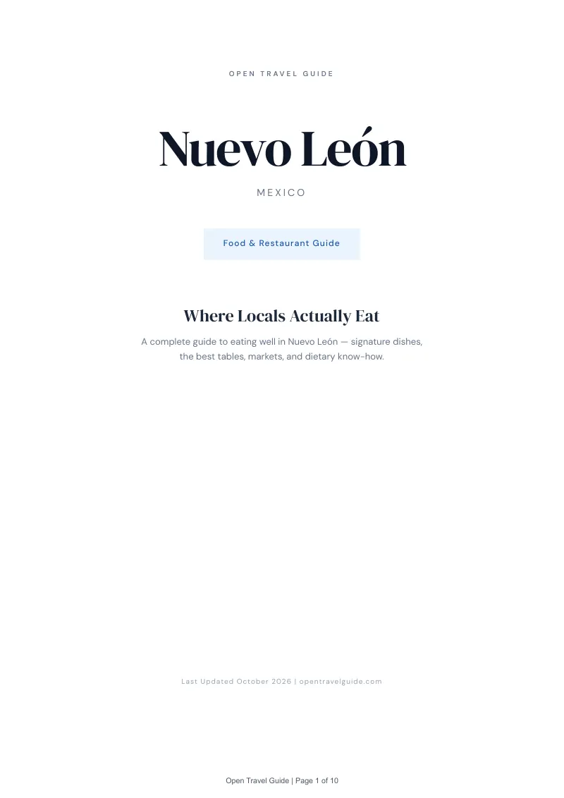 Nuevo León Food & Restaurant Guide: Cover