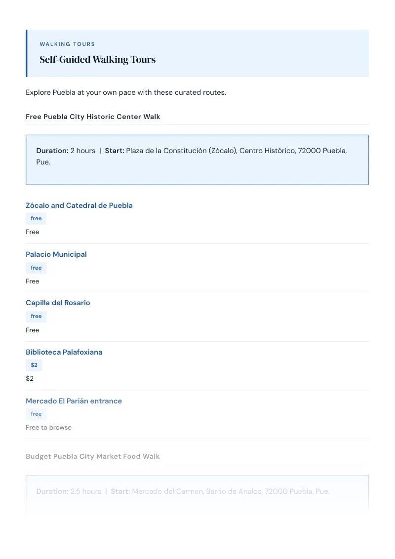 Puebla Complete Travel Bundle: 3-day itinerary · Day 1