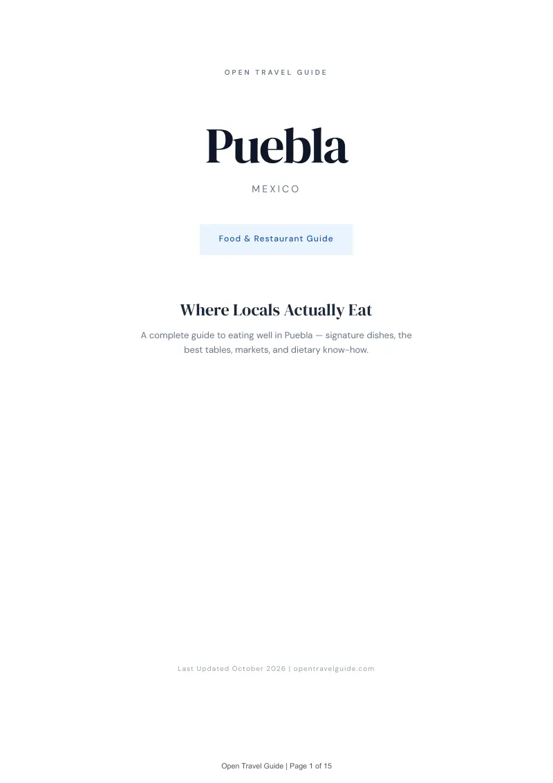 Puebla Food & Restaurant Guide: Cover