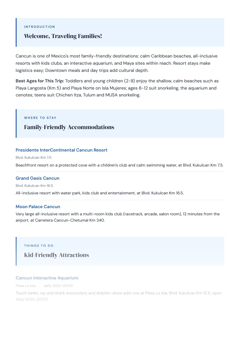 Cancun Complete Travel Bundle: Family guide · Kid-Friendly Attractions