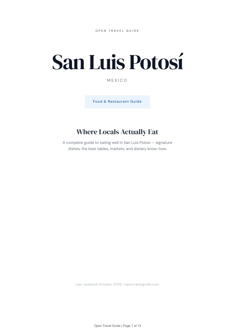 San Luis Potosí Food & Restaurant Guide: Cover