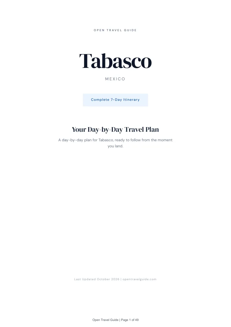 Tabasco 7-Day Itinerary: Cover