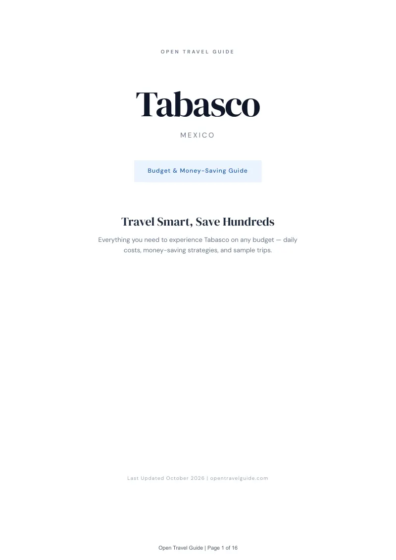 Tabasco Budget & Money-Saving Guide: Cover