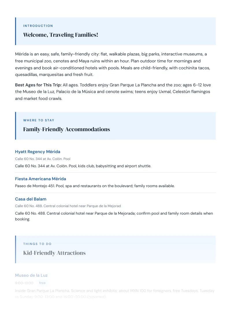 Merida Complete Travel Bundle: Family guide · Kid-Friendly Attractions