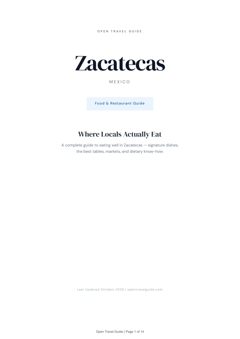 Zacatecas Food & Restaurant Guide: Cover