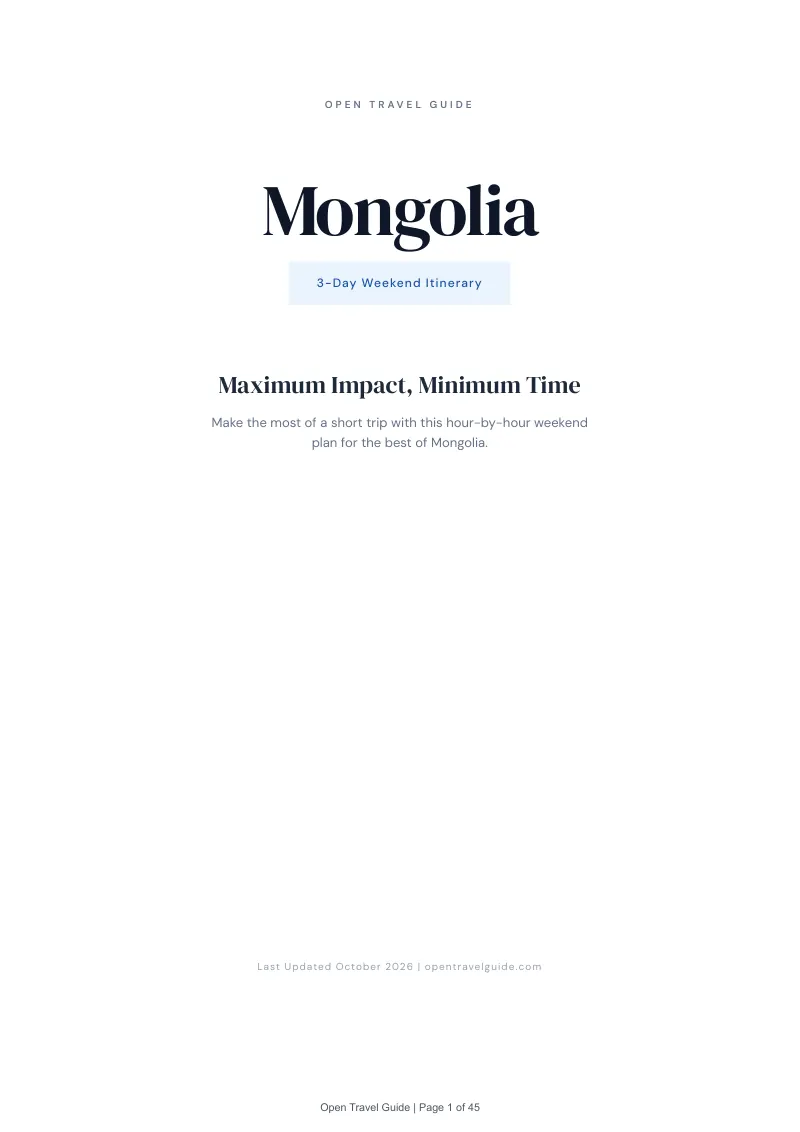 Mongolia 3-Day Weekend Itinerary: Cover