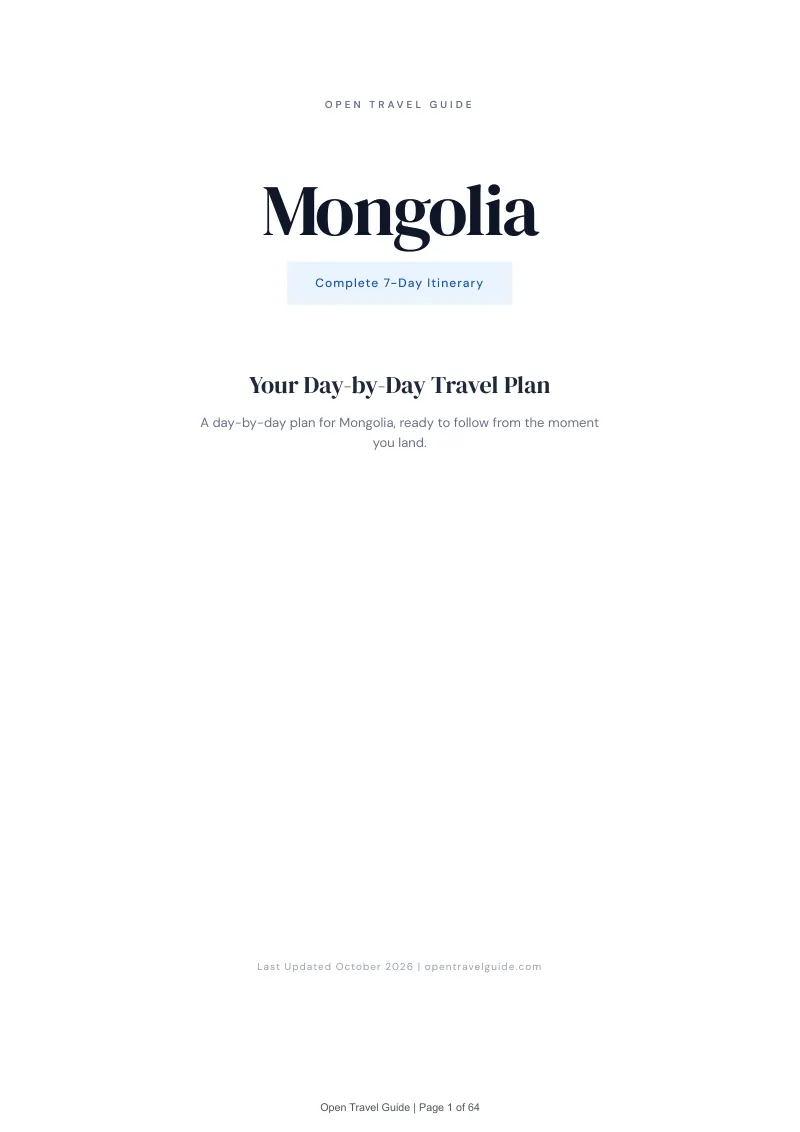 Mongolia 7-Day Itinerary: Cover