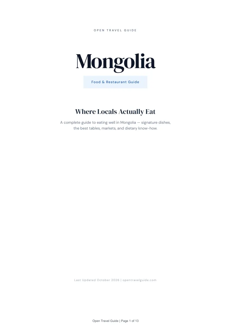 Mongolia Food & Restaurant Guide: Cover