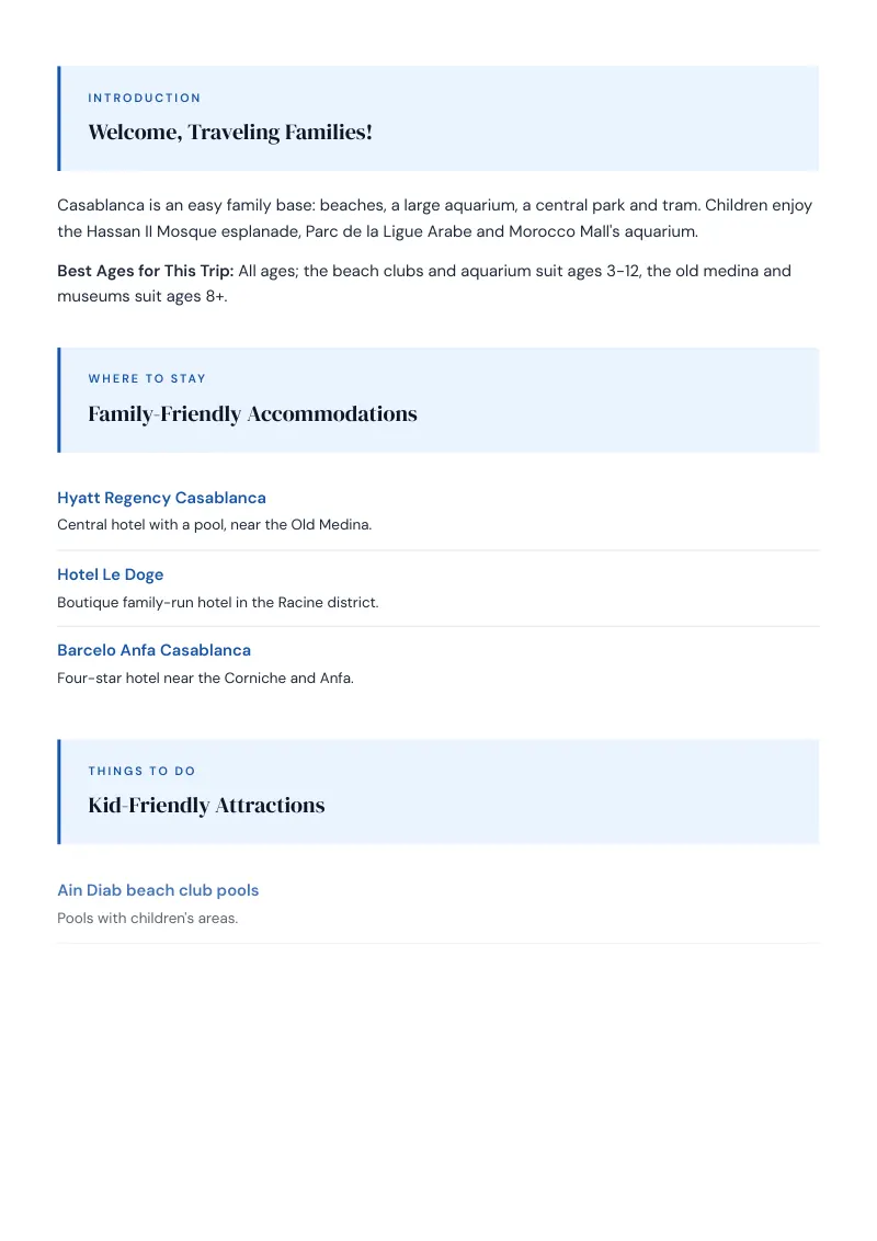 Casablanca Complete Travel Bundle: Family guide · Kid-Friendly Attractions