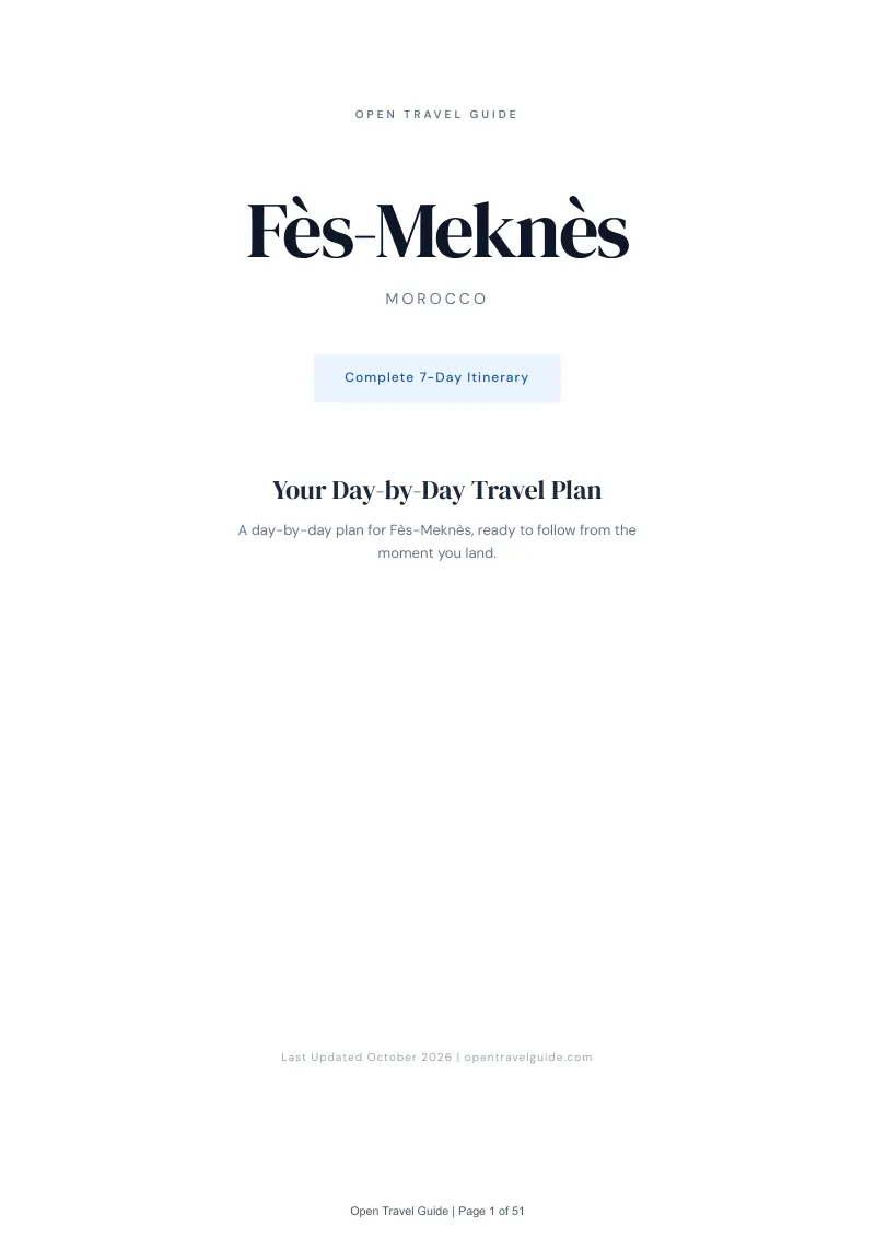 Fès Meknès 7-Day Itinerary: Cover