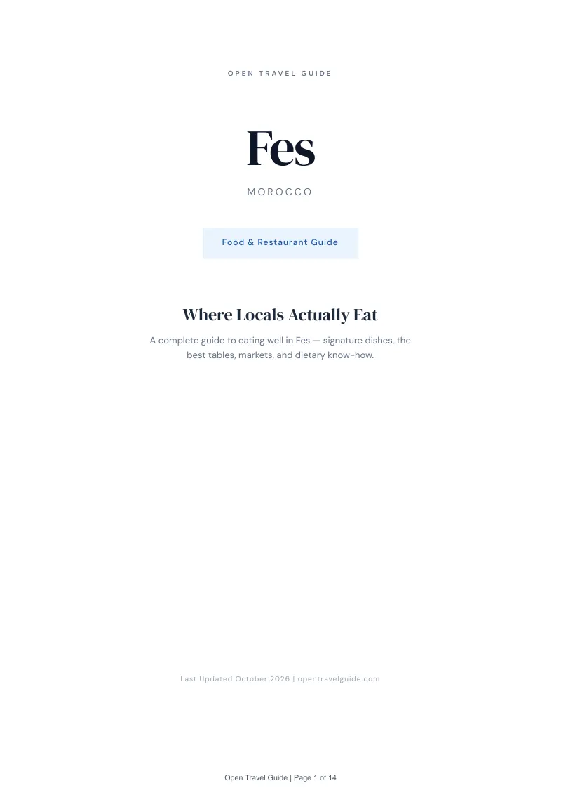 Fes Food & Restaurant Guide: Cover