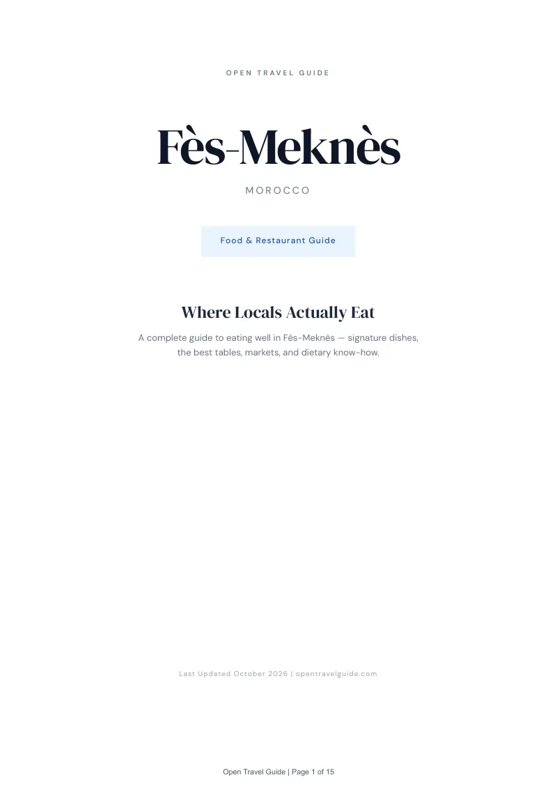 Fès Meknès Food & Restaurant Guide: Cover