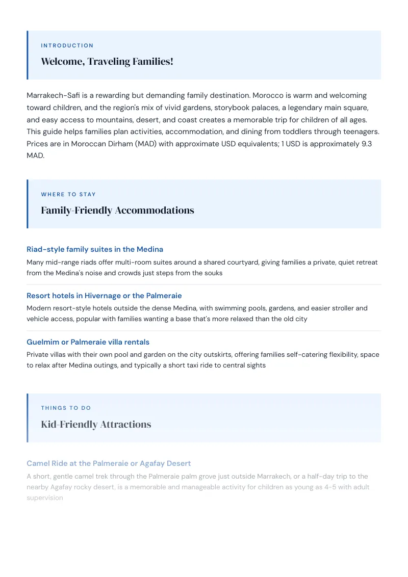 Marrakech Safi Complete Travel Bundle: Family guide · Kid-Friendly Attractions