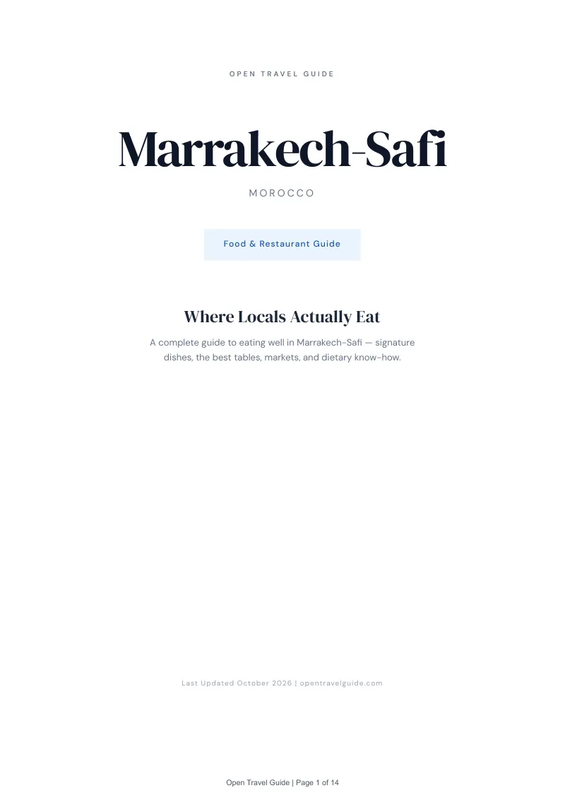 Marrakech Safi Food & Restaurant Guide: Cover