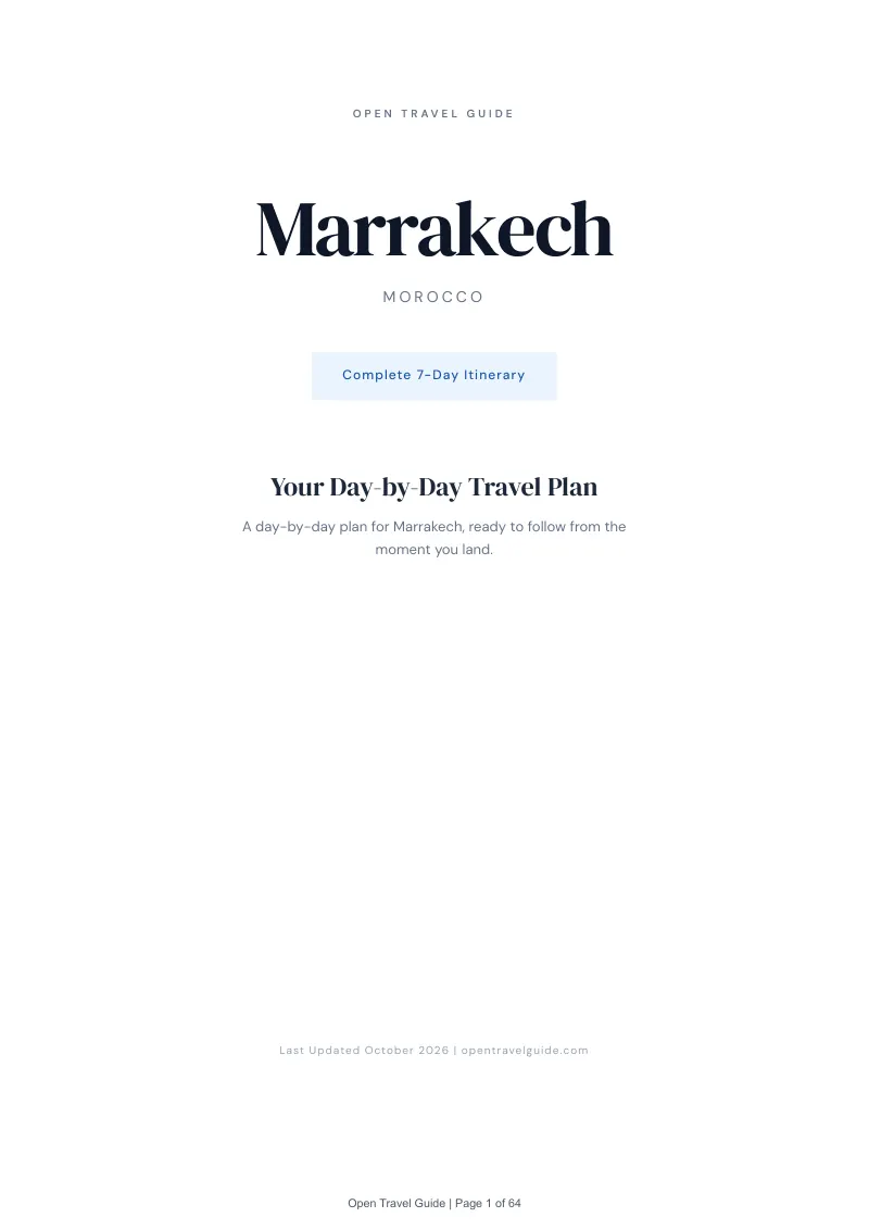 Marrakech 7-Day Itinerary: Cover