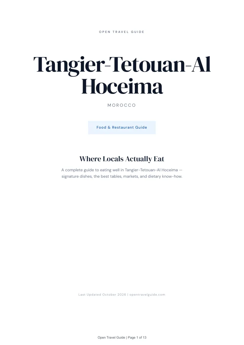 Tangier Tetouan Al Hoceima Food & Restaurant Guide: Cover