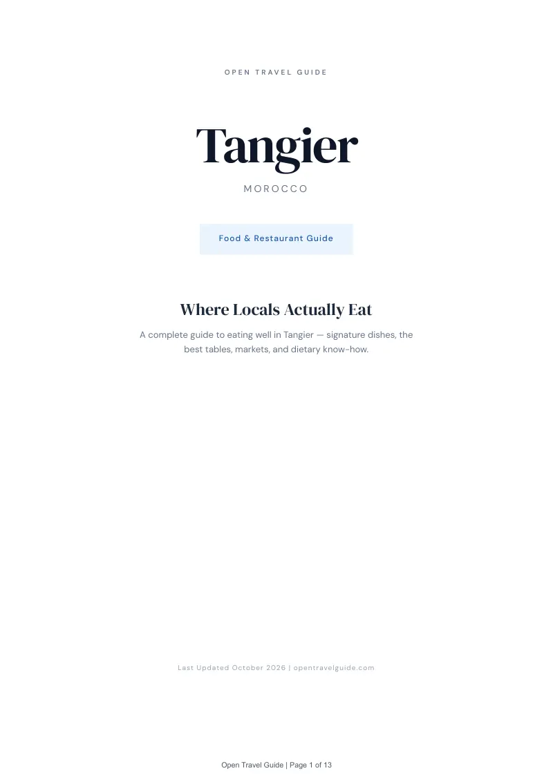 Tangier Food & Restaurant Guide: Cover