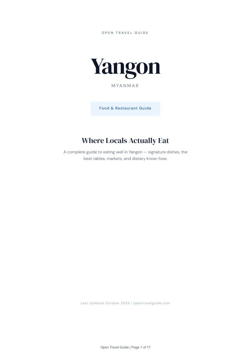 Yangon Food & Restaurant Guide: Cover