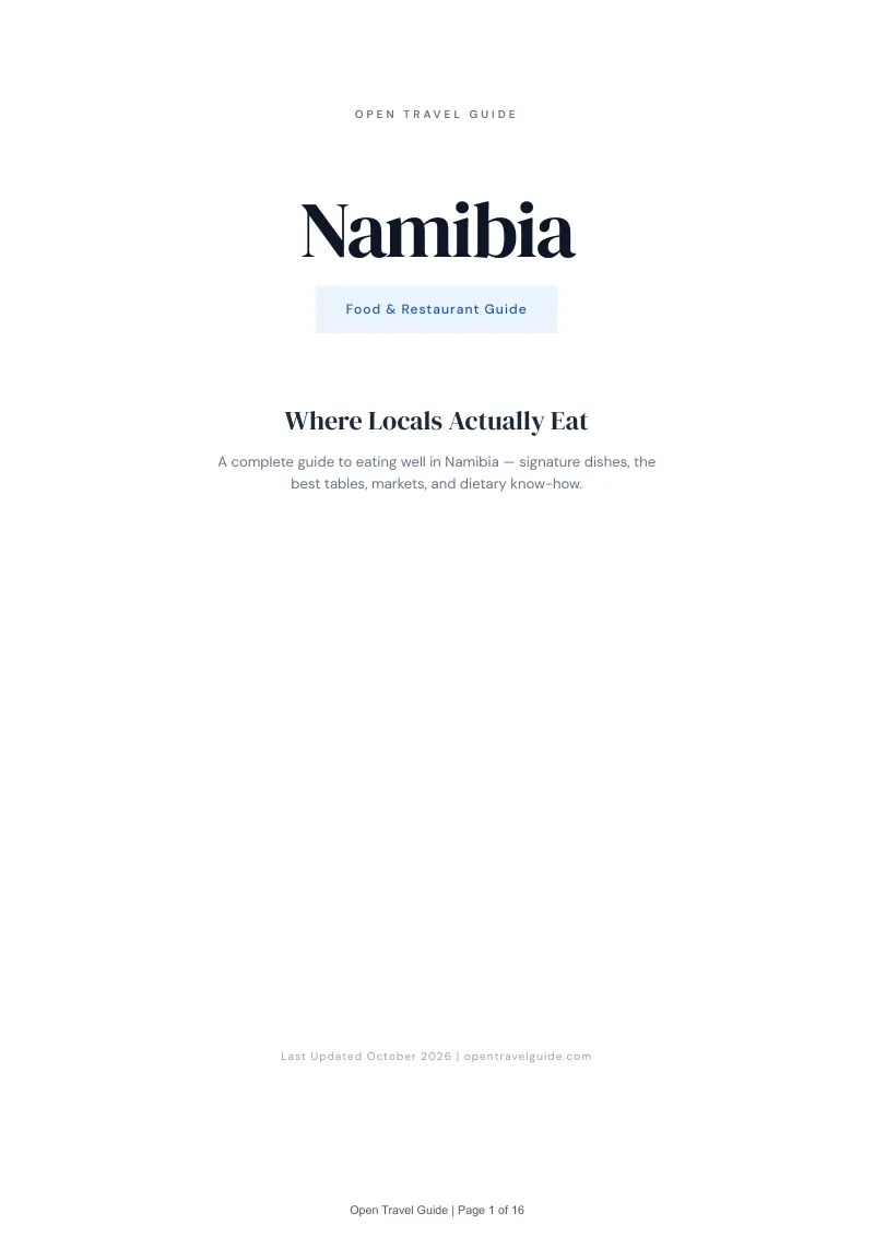 Namibia Food & Restaurant Guide: Cover