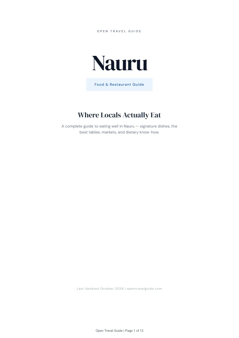 Nauru Food & Restaurant Guide: Cover