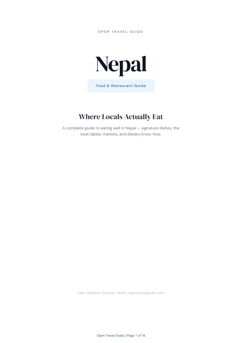 Nepal Food & Restaurant Guide: Cover