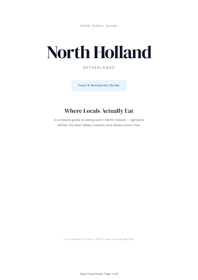North Holland Food & Restaurant Guide: Cover