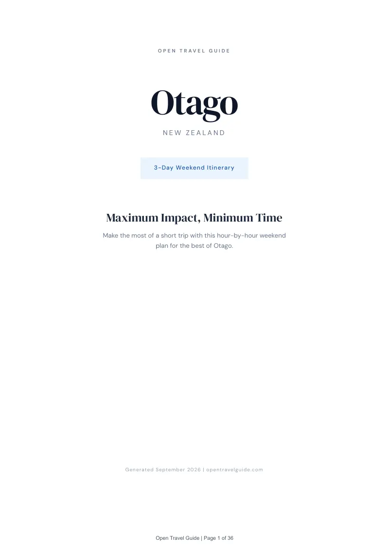 Otago Complete Travel Bundle: 3-day itinerary · Cover