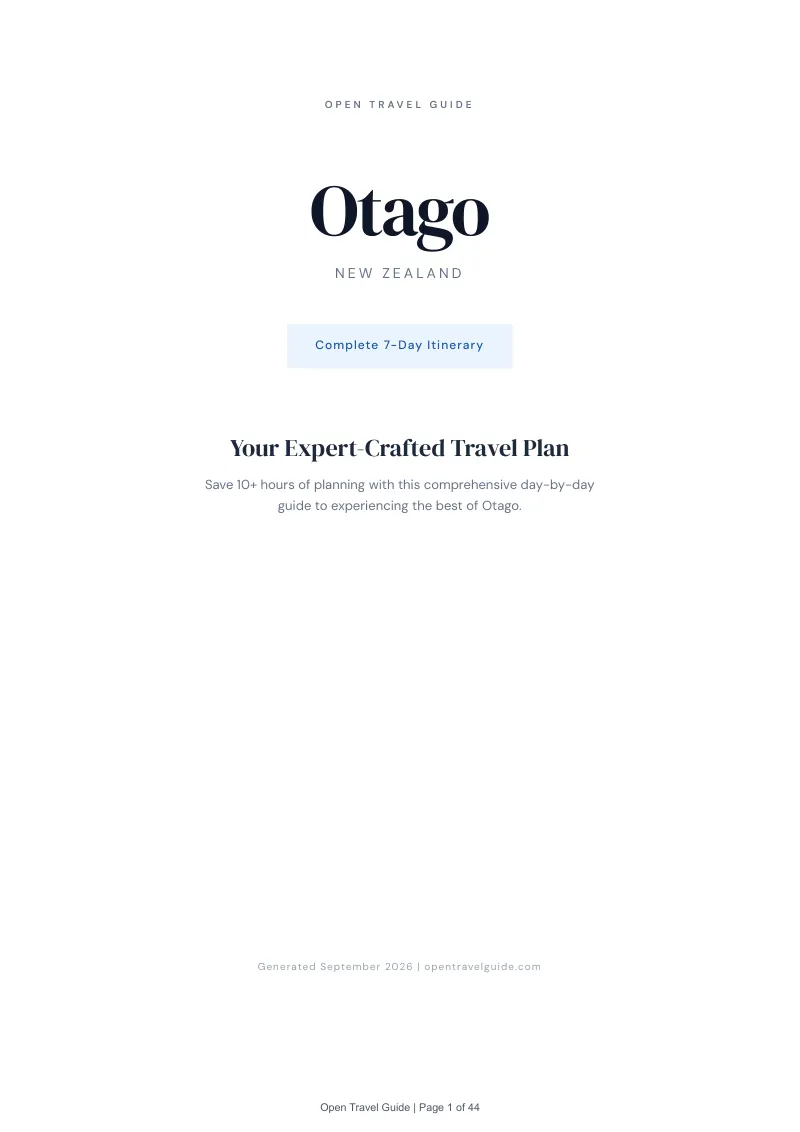 Otago Complete Travel Bundle: 7-day itinerary · Cover