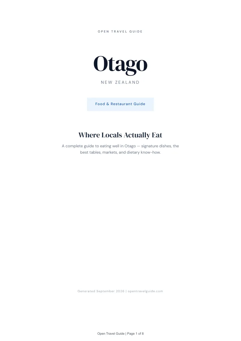 Otago Complete Travel Bundle: Food guide · Cover