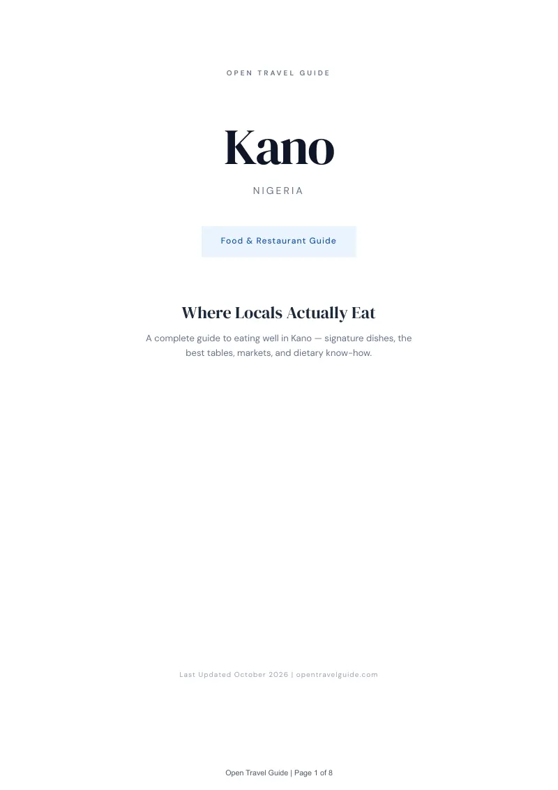 Kano Food & Restaurant Guide: Cover